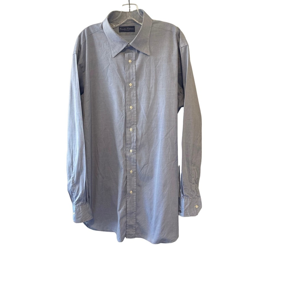 Executive Collection by Tom James Blue Pinpoint‎ Oxford Custom Shirt